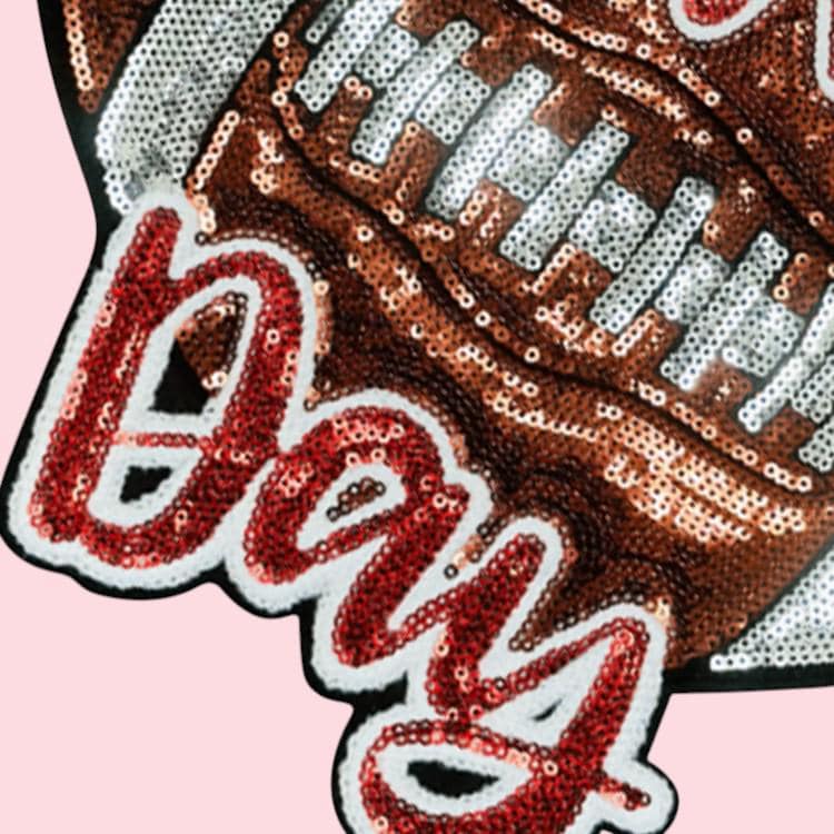 Game Day Football Sequin Iron On Patch